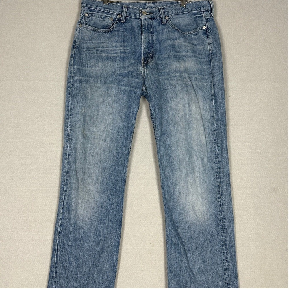 Levis 514 Jeans Mens 36X34 Blue Straight Fit Classic 5-Pocket Distressed‎ Denim